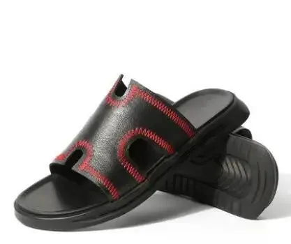 MEN'S LEATHER FLAT COMFORTABLE SLIPPERS