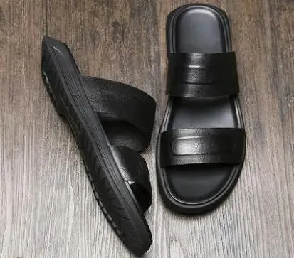 MEN'S LEATHER FLAT COMFORTABLE SLIPPERS
