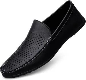 Men's Loafers Moccasins Shoes Breathable Simple Vegan Leather Flat Heel Lightweight Flexible Casual Slip-on