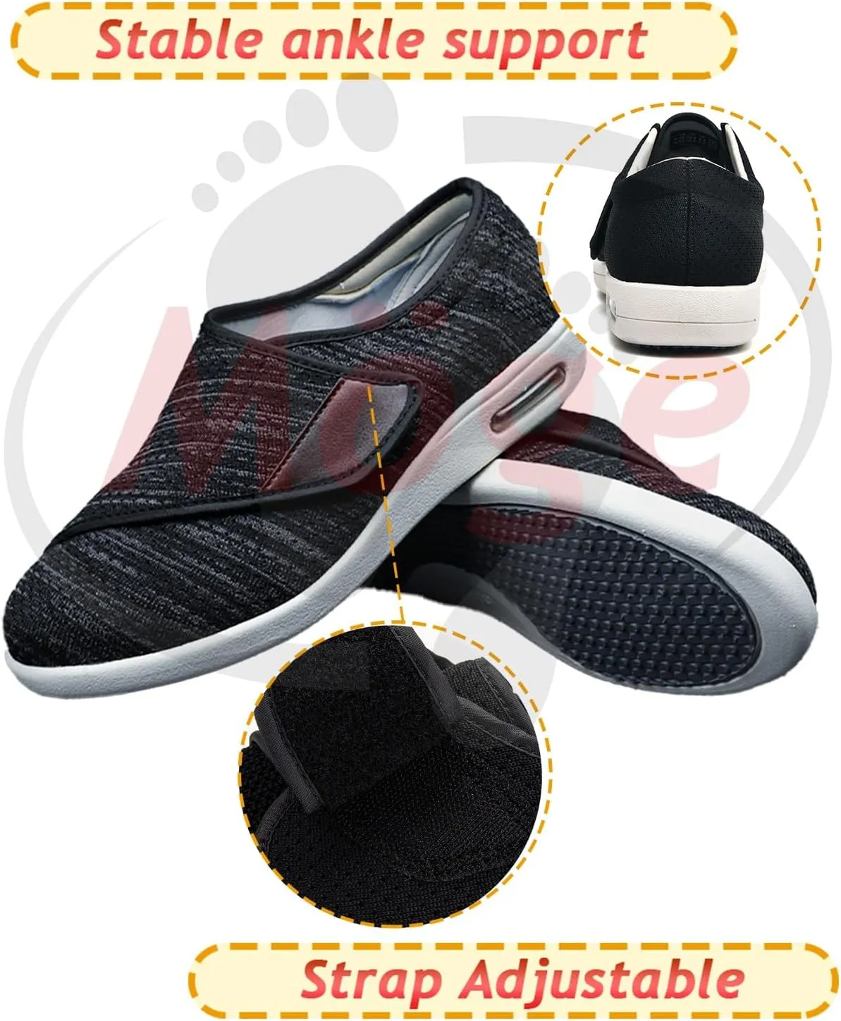 Men's Mesh Slip-on Trainers Walking Shoes for Plantar Fasciitis Orthopedic Sneakers for Men with Arch Support Wide Toe Box Shoes for Pain Relief with Non Slip Rubber Sole