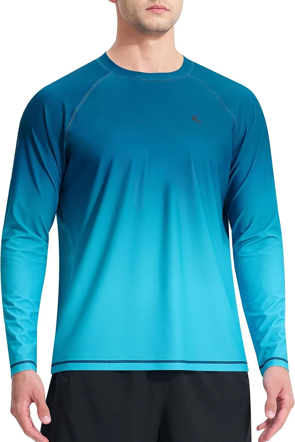 Mens Rash Guard UPF 50  Swim Shirts UV Sun Protection T-Shirt Quick Dry Long Sleeve Beach Shirts for Fishing