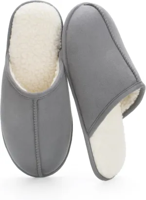Men's Scuff Slippers with Memory Foam, Faux Suede Open Back House Slip-ons, Non-slip Indoor/Outdoor Soles, Unique Gifts, Sizes 8-15