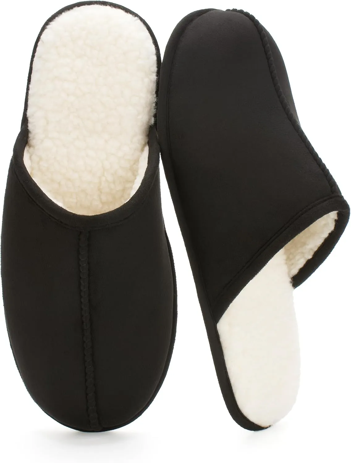Men's Scuff Slippers with Memory Foam, Faux Suede Open Back House Slip-ons, Non-slip Indoor/Outdoor Soles, Unique Gifts, Sizes 8-15