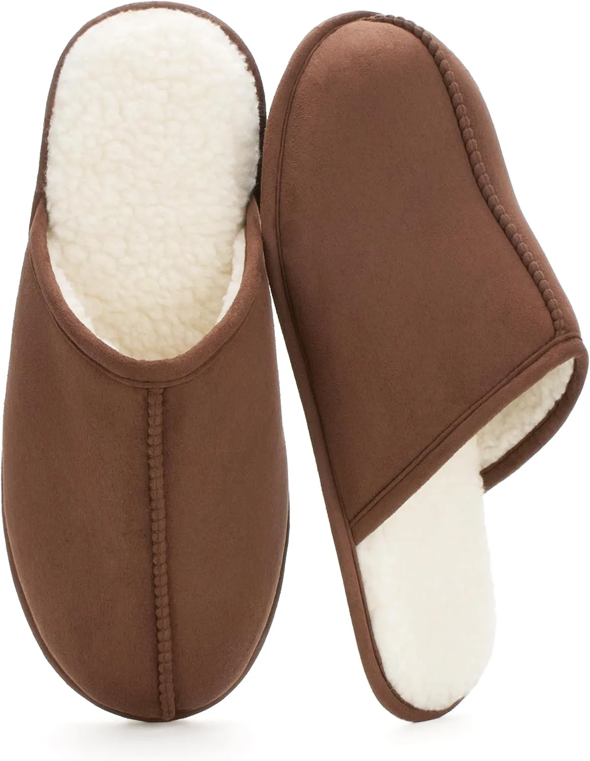 Men's Scuff Slippers with Memory Foam, Faux Suede Open Back House Slip-ons, Non-slip Indoor/Outdoor Soles, Unique Gifts, Sizes 8-15