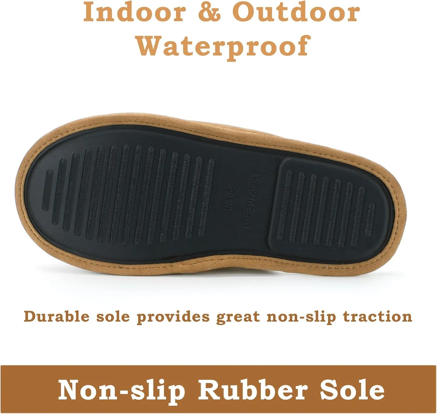 Men's Scuff Slippers with Memory Foam, Faux Suede Open Back House Slip-ons, Non-slip Indoor/Outdoor Soles, Unique Gifts, Sizes 8-15