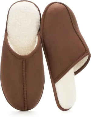 Men's Scuff Slippers with Memory Foam, Faux Suede Open Back House Slip-ons, Non-slip Indoor/Outdoor Soles, Unique Gifts, Sizes 8-15