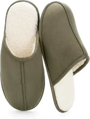 Men's Scuff Slippers with Memory Foam, Faux Suede Open Back House Slip-ons, Non-slip Indoor/Outdoor Soles, Unique Gifts, Sizes 8-15