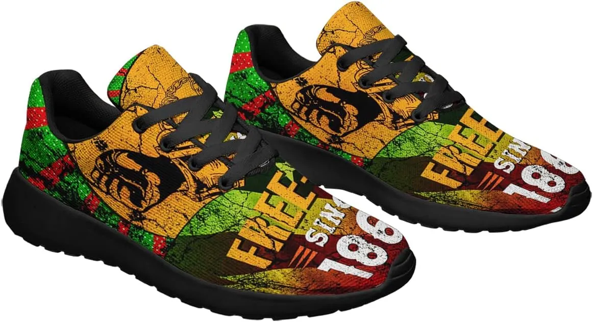 Mens Womens Juneteenth 1865 Running Shoes,Juneteenth Freedom Athletic Tennis Sneakers Casual Black History Shoes