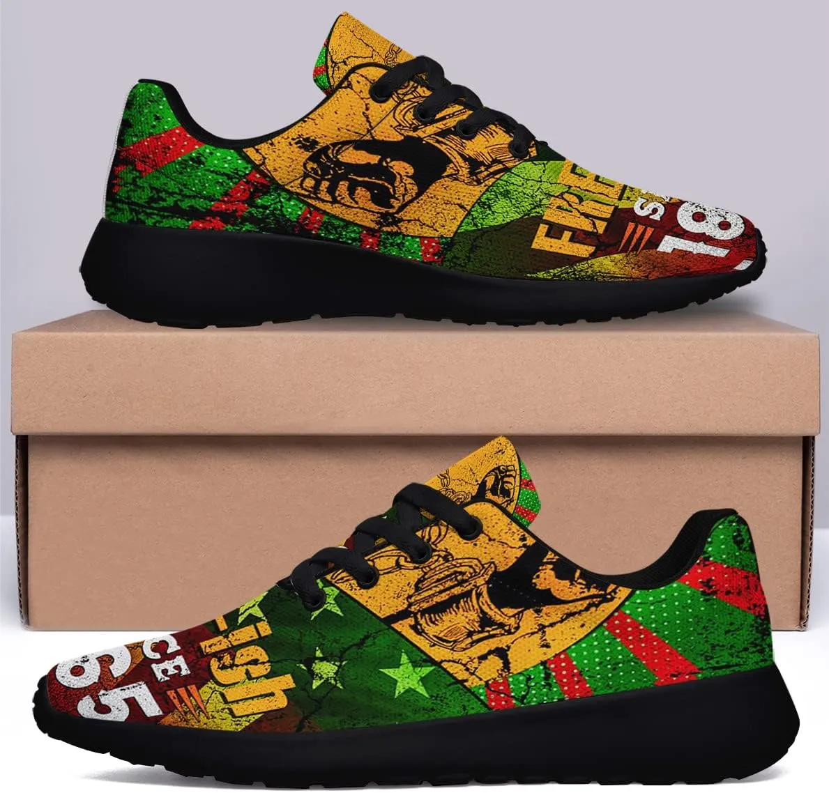 Mens Womens Juneteenth 1865 Running Shoes,Juneteenth Freedom Athletic Tennis Sneakers Casual Black History Shoes