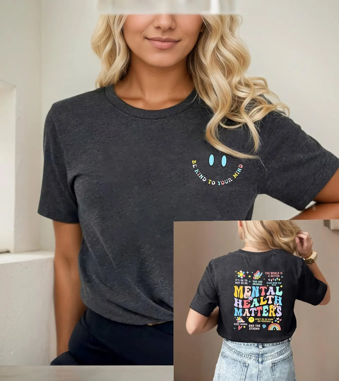 Mental Health Matters Shirt Women Mental Illness Awareness T-Shirts Inspirational Positive Tee Tops