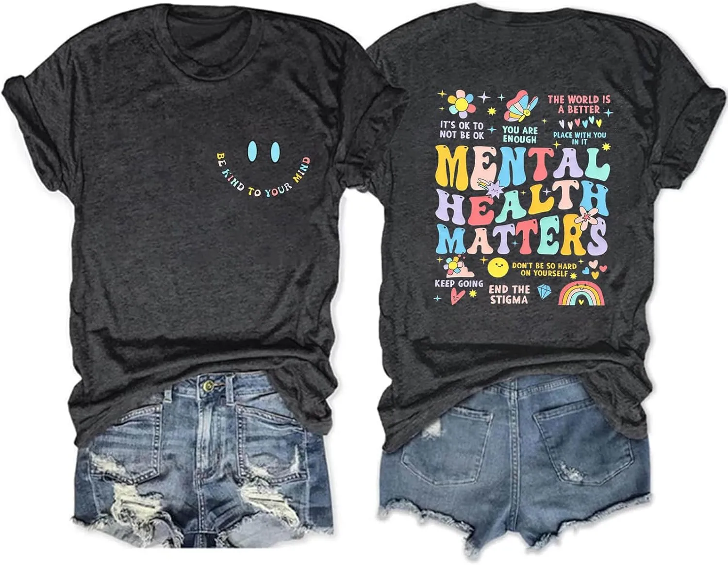 Mental Health Matters Shirt Women Mental Illness Awareness T-Shirts Inspirational Positive Tee Tops
