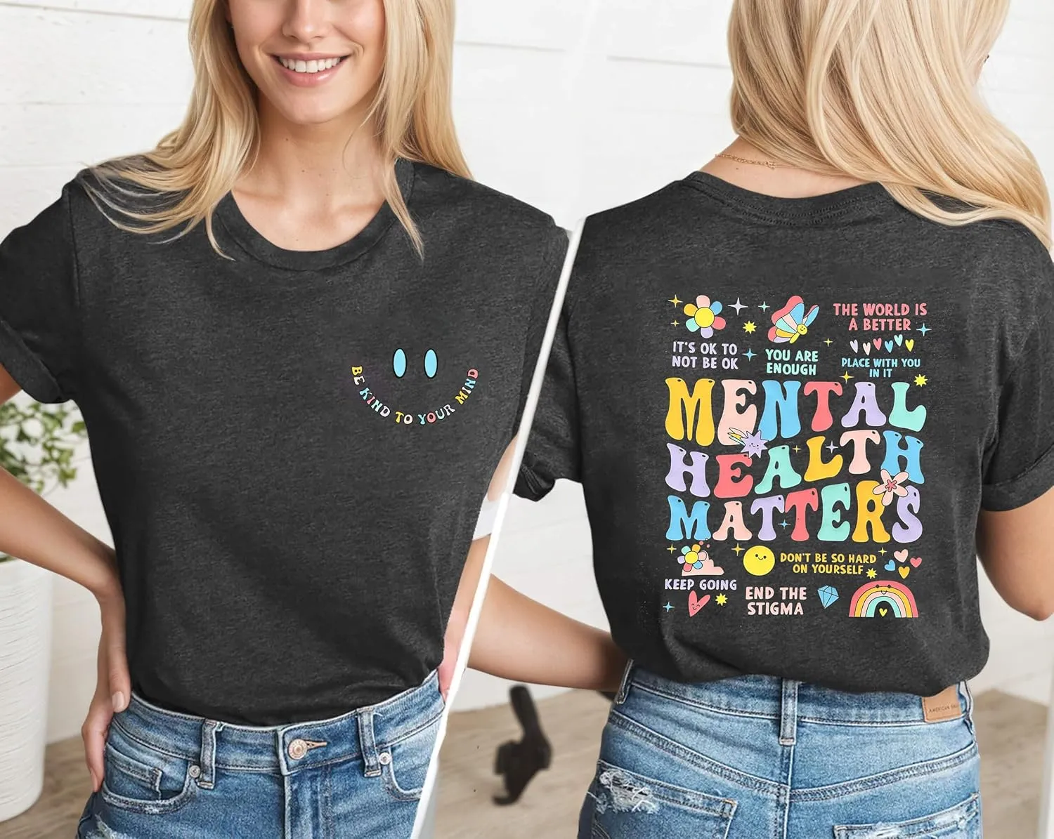Mental Health Matters Shirt Women Mental Illness Awareness T-Shirts Inspirational Positive Tee Tops