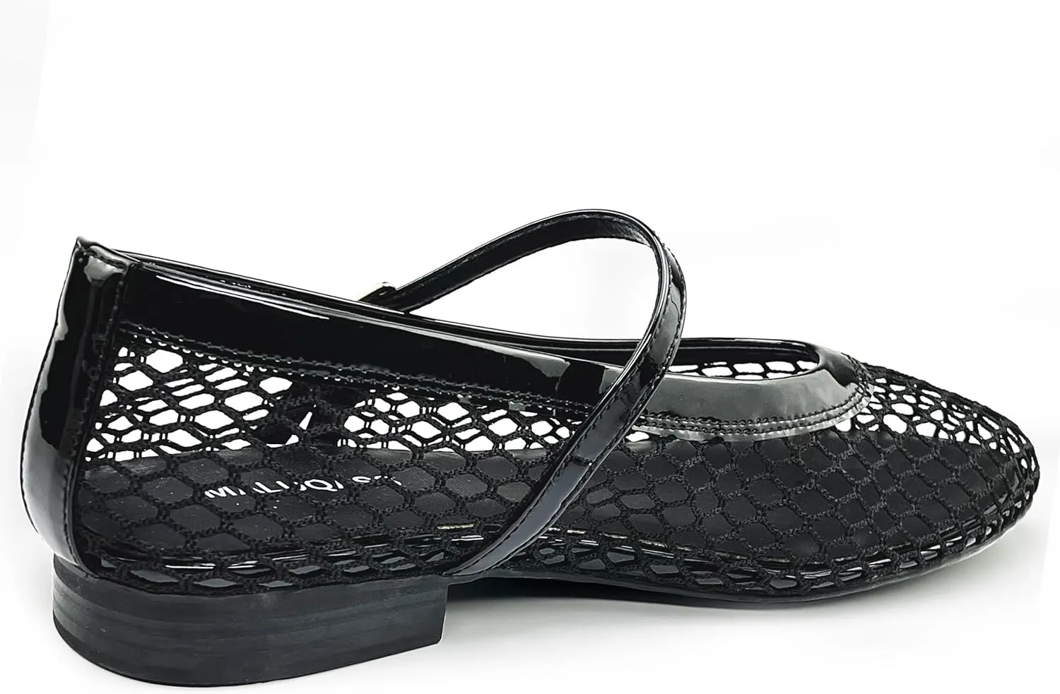 Mesh Flats for Women Ballet Mary Jane Flats Buckle Strap Comfy Casual Office Daily Fishnet Ballerina Flat Sandals Women Shoes Dressy Summer, Black