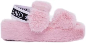 Millffy Fashion Faux Fur Women's high-Heeled Slippers Outdoor Fluff Sandals Slide Slipper for Women