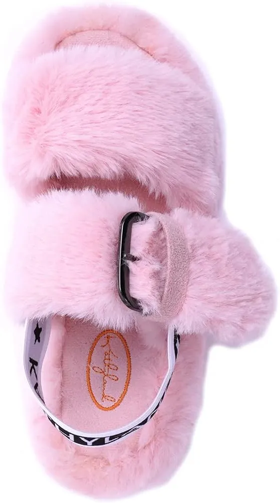 Millffy Fashion Faux Fur Women's high-Heeled Slippers Outdoor Fluff Sandals Slide Slipper for Women