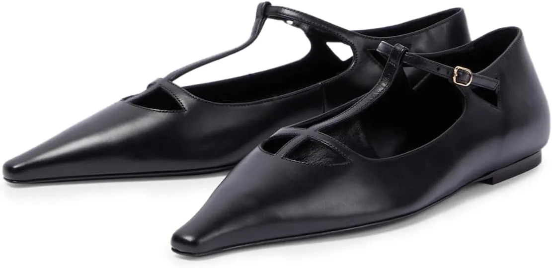 Milooey shoes Women Closed Square Toe Ballet Flats Comfy Buckled T-Strap Mary Jane Flats Sexy Cutout Dress Party Shoes Size 4-16 Us