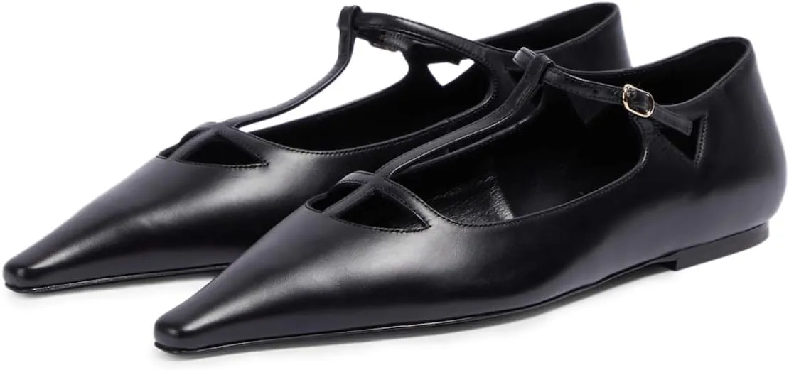 Milooey shoes Women Closed Square Toe Ballet Flats Comfy Buckled T-Strap Mary Jane Flats Sexy Cutout Dress Party Shoes Size 4-16 Us