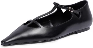Milooey shoes Women Closed Square Toe Ballet Flats Comfy Buckled T-Strap Mary Jane Flats Sexy Cutout Dress Party Shoes Size 4-16 Us