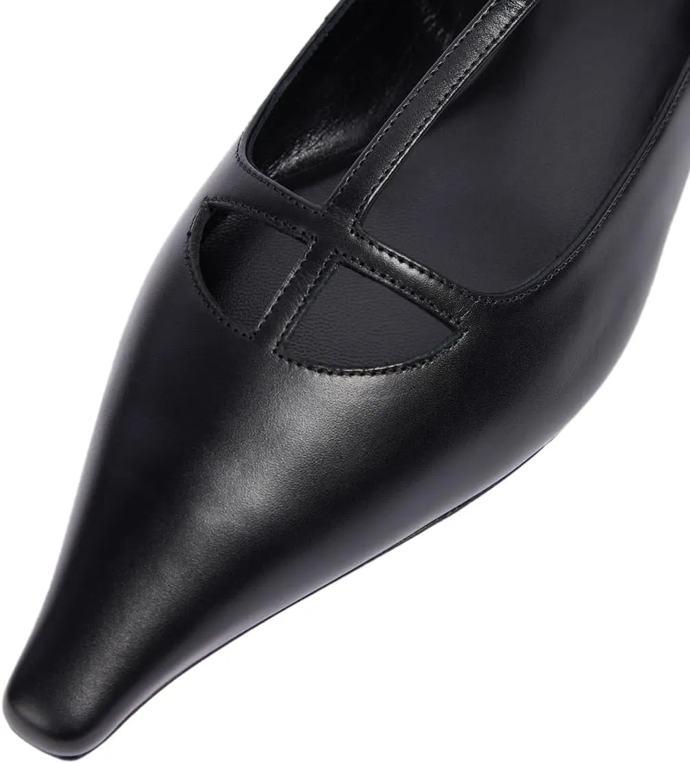 Milooey shoes Women Closed Square Toe Ballet Flats Comfy Buckled T-Strap Mary Jane Flats Sexy Cutout Dress Party Shoes Size 4-16 Us
