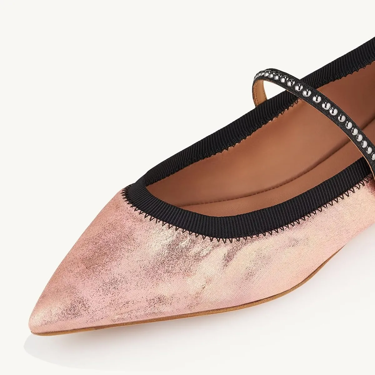 miss left Women Classic Pointed Toe Pearls Single Strap Buckle Flat Mary Janes Comfy Party Dance Ballet Shoes Size 4-16 US