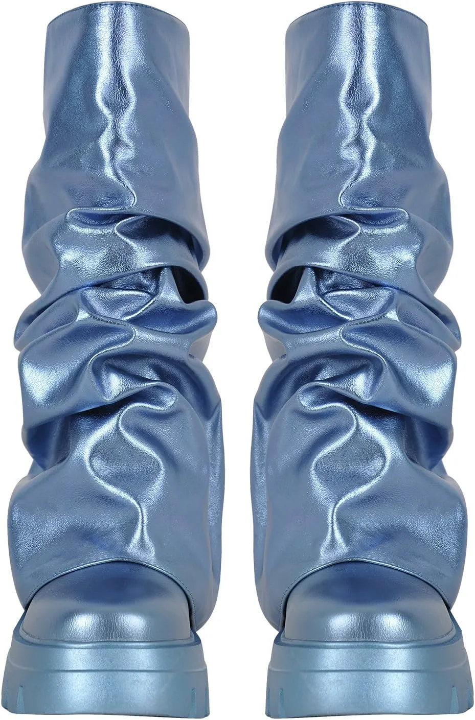MissHeel Slouchy Metallic Platform Booties Fold Over