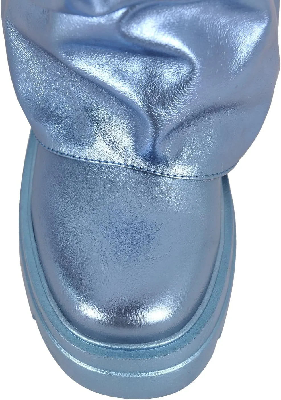 MissHeel Slouchy Metallic Platform Booties Fold Over