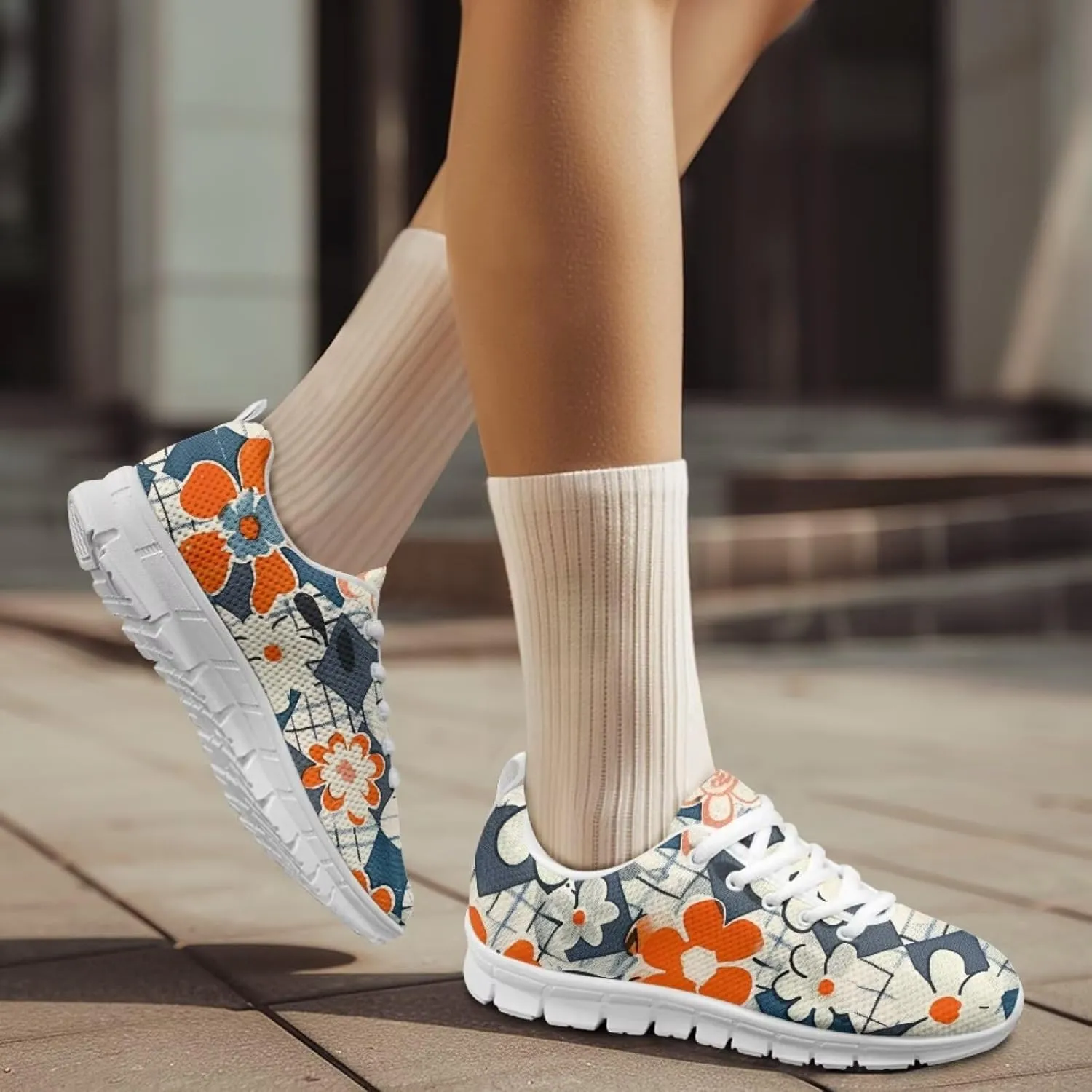 Modysero Shoes for Women Lace Up Tennis Shoes Daily Casual Womens Running Shoes with Mesh Breathable Ladies Footwear