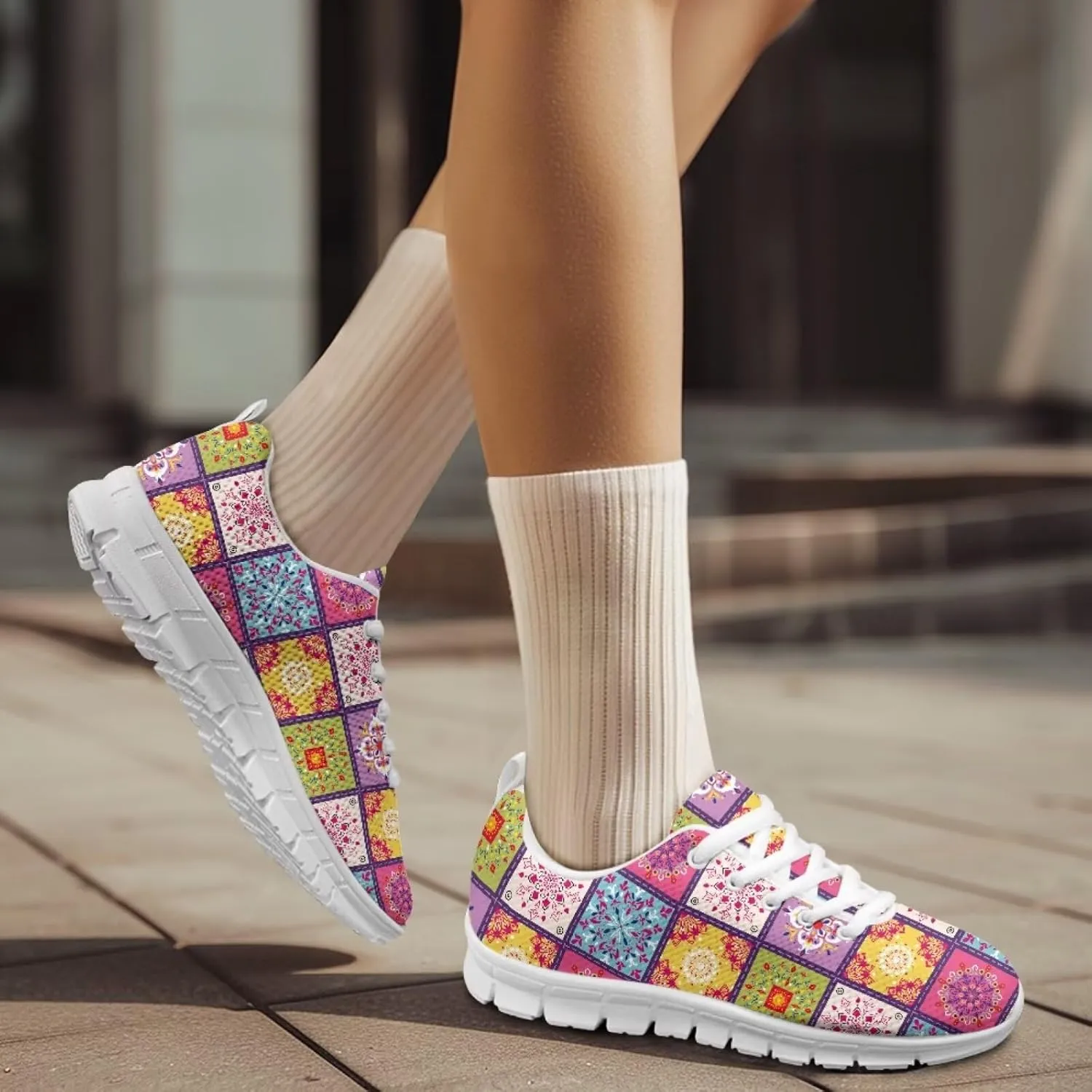 Modysero Walking Shoes Women Lightweight Non Slip Lace Up Sneakers for Outdoor Travel Casual Soft Daily Ladies Footwear