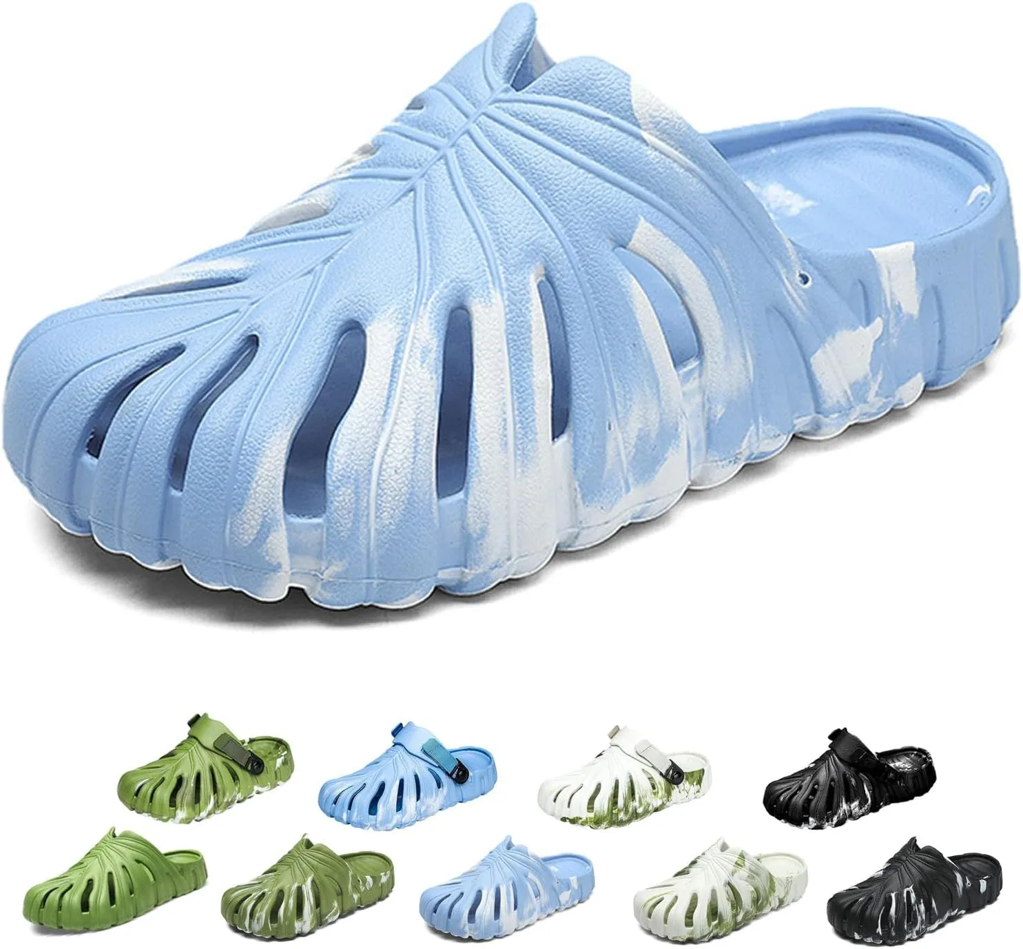 Monstera Slippers, Monstera Leaf Slides, Monstera EVA Thick Sole Pillow Slippers, Non Slip Quick Drying Breathable Beach Monstera Slides for Women Men