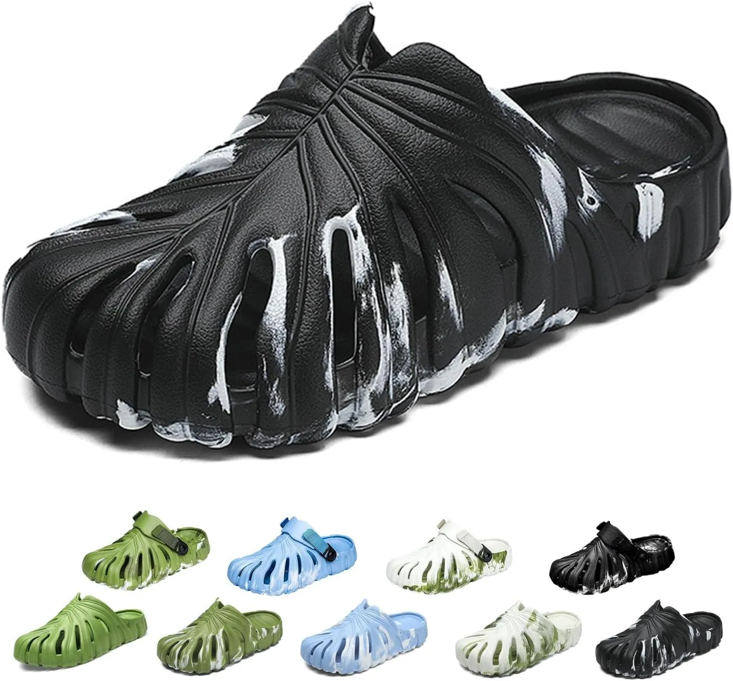 Monstera Slippers, Monstera Leaf Slides, Monstera EVA Thick Sole Pillow Slippers, Non Slip Quick Drying Breathable Beach Monstera Slides for Women Men