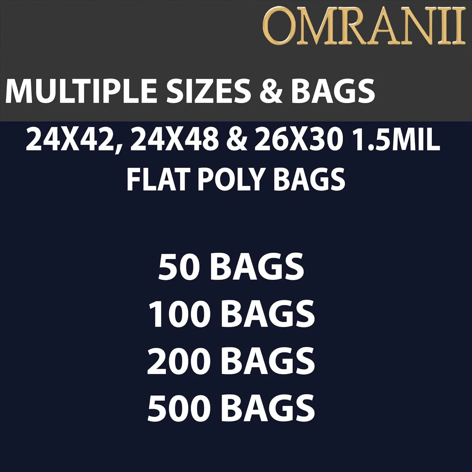 Multiple Sizes Clear Flat Poly Bags, 1.5Mil 24" X 48" & 50 Bags | Low-Density Polyethylene (LDPE), Flat Open Top Plastic Packaging Packing | Flexible and Durable Plastic Bags