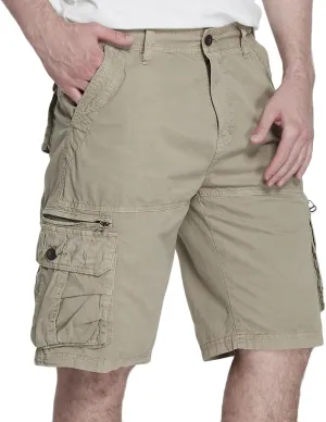 Muscularfit Mens Cotton Shorts Flat-Front Cotton Multi Pockets Cargo Short Solid Buckle Zipper Fashion Utility Tooling Shorts