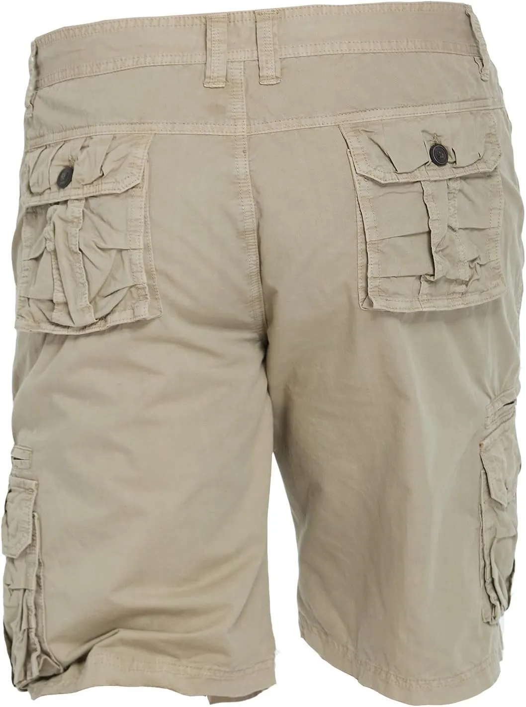 Muscularfit Mens Cotton Shorts Flat-Front Cotton Multi Pockets Cargo Short Solid Buckle Zipper Fashion Utility Tooling Shorts