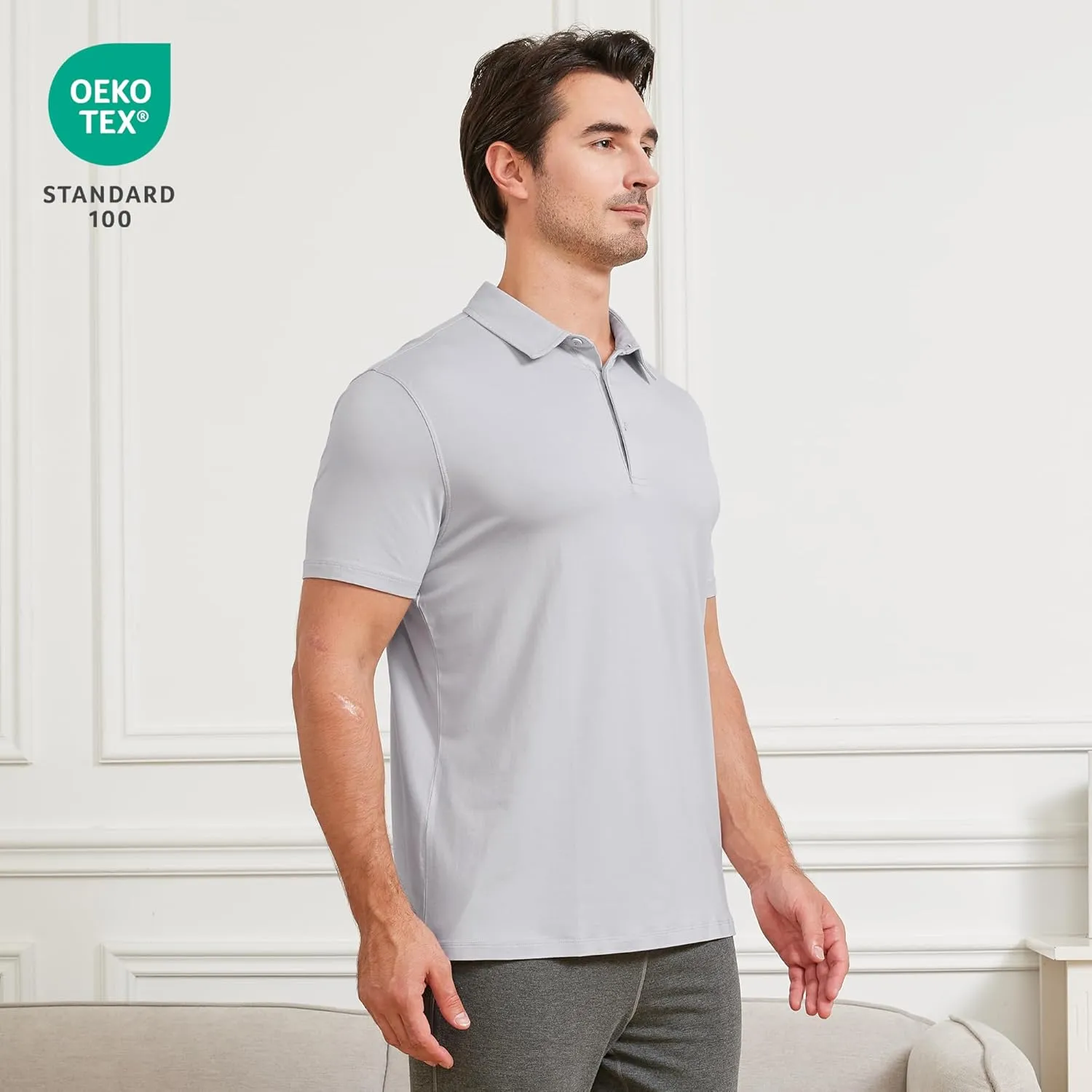 netdraw Mens Ultra Soft Bamboo Viscose Polo Lightweight Cooling Short Sleeve Casual Collared Golf Shirt
