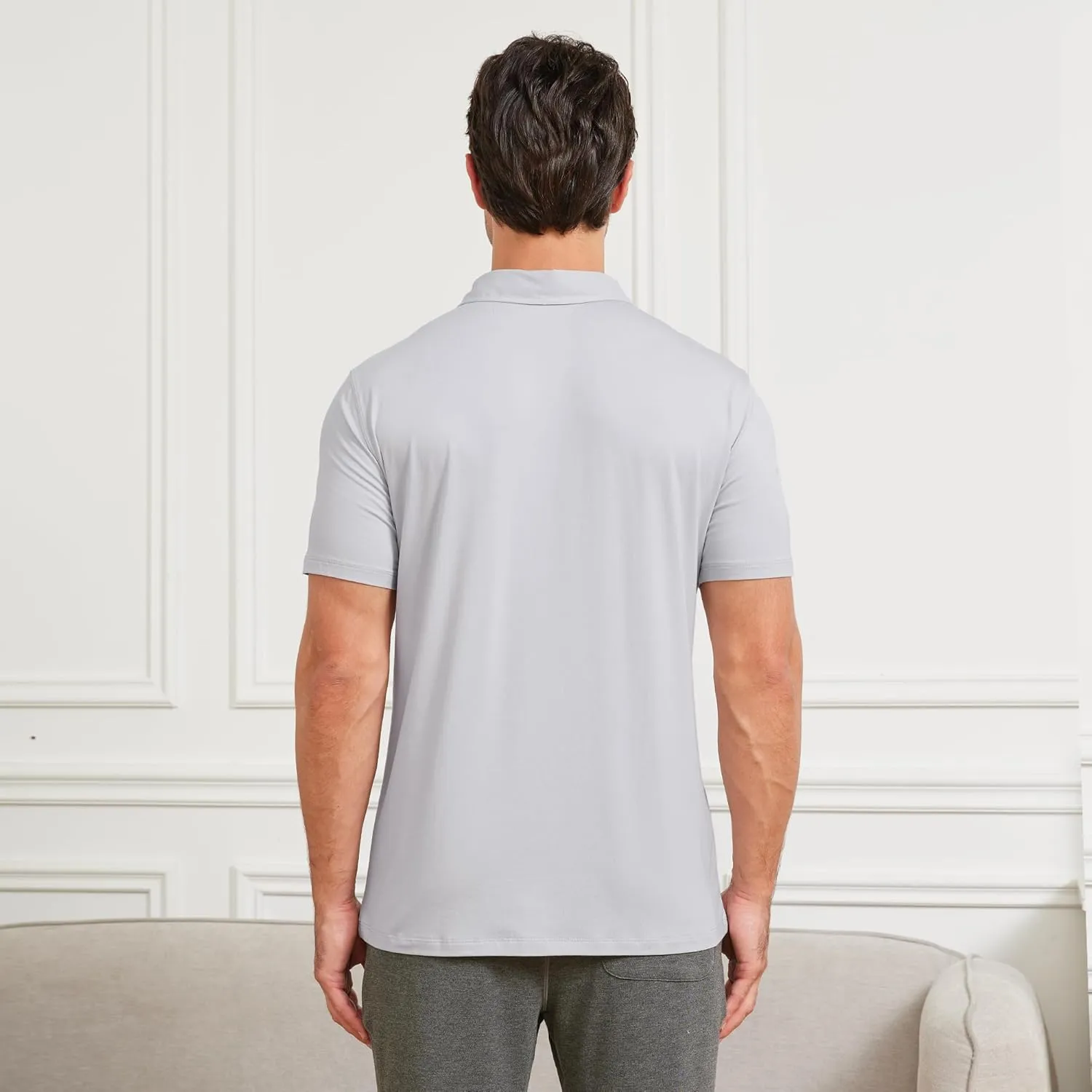 netdraw Mens Ultra Soft Bamboo Viscose Polo Lightweight Cooling Short Sleeve Casual Collared Golf Shirt