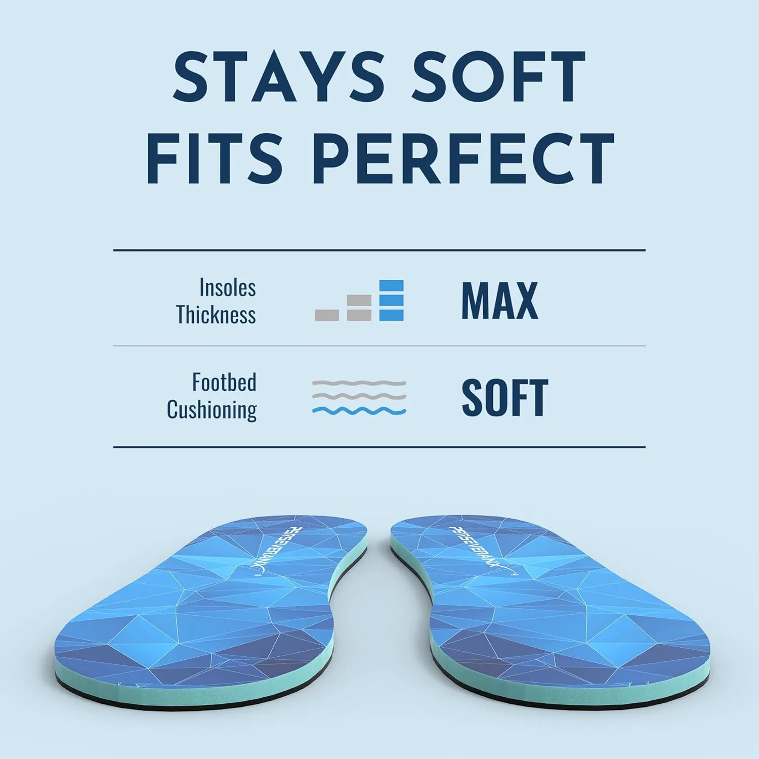 Never Flatten Flat Insoles Men & Women - Extra Shock Absorption Flat Inserts with No Arch Support - Shoe Inserts Men for Walking & Standing & Running 1/8" Thickness