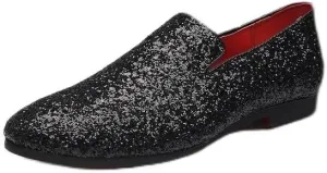 New Mens Loafers Shoe Pointed Toe Shiny PU Leather Smoking Shoes Slip Resistant Flat Heel Flexible Fashion Slip-on