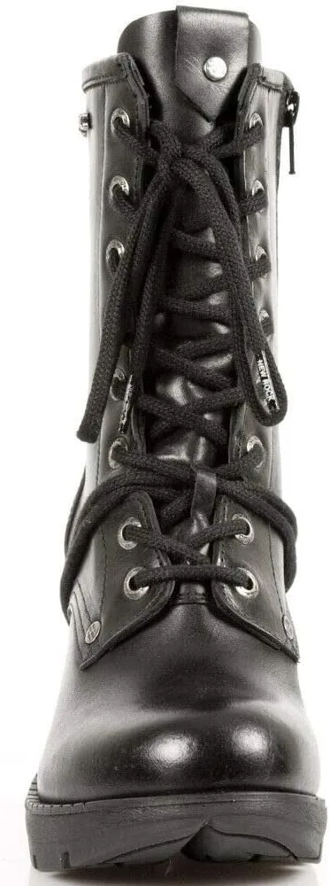 New Rock Trail M-TR001-S1 GOTH ROCK Ankle BOOTS Black Leather Fashion Punk Shoes