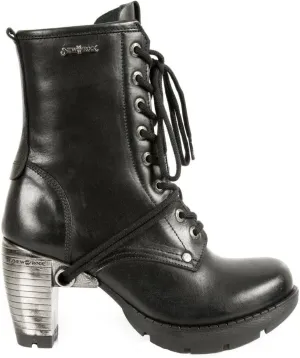 New Rock Trail M-TR001-S1 GOTH ROCK Ankle BOOTS Black Leather Fashion Punk Shoes