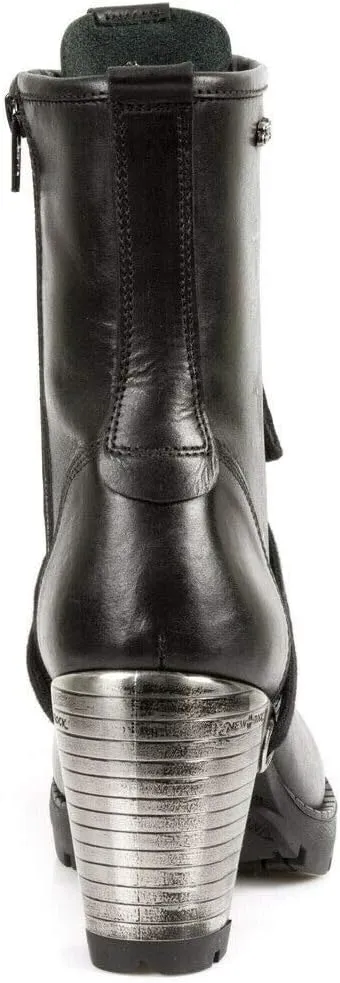 New Rock Trail M-TR001-S1 GOTH ROCK Ankle BOOTS Black Leather Fashion Punk Shoes
