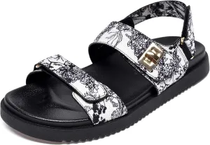 NianEr Womens Soft Foam Footbed Adjustable Velcro Two Strap Flat Sandals Strappy Ankle Strap Trendy Travel Slingback Walking Everday Slip On Casual Comfort Everyday Summer Shoes Slides