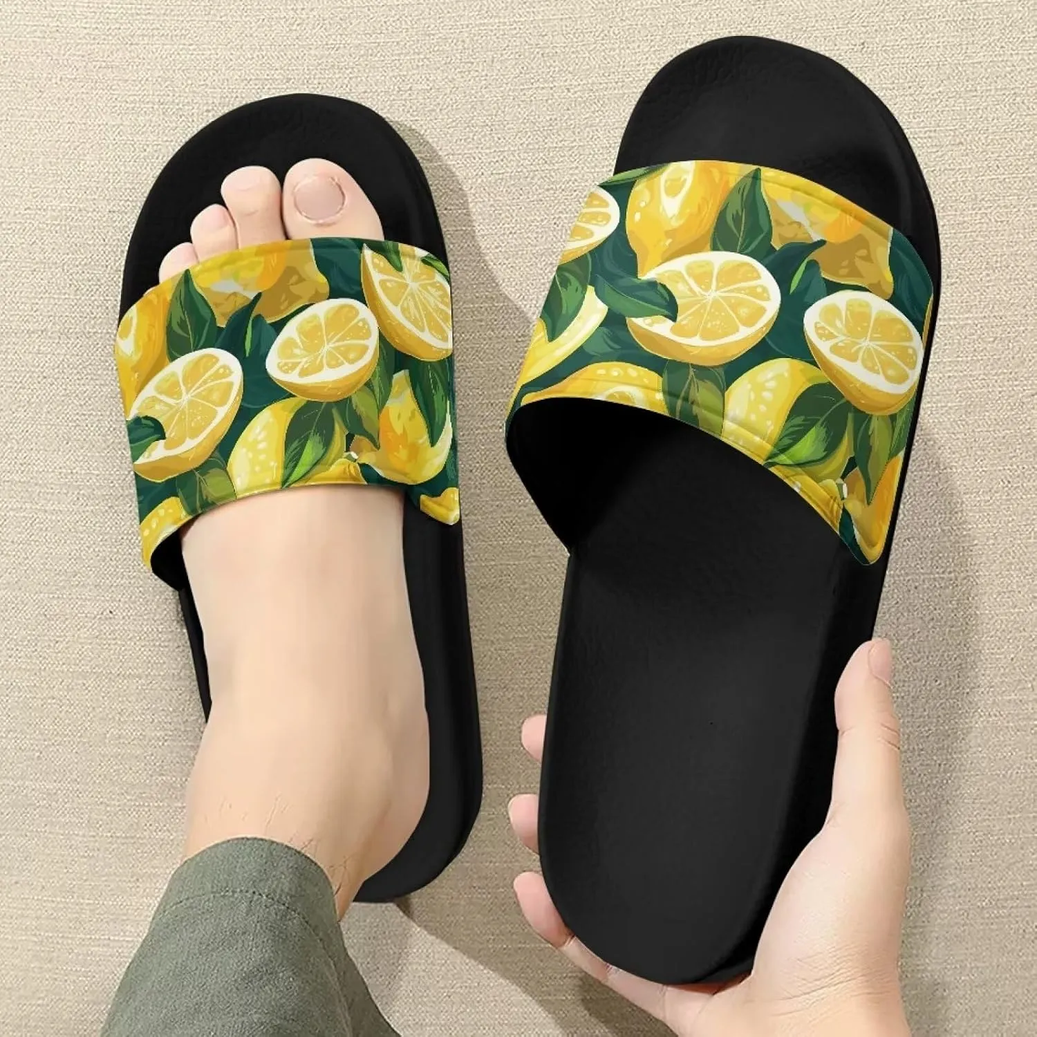 Non Slip Slide Sandals for Women Men, Open Toe House Comfy Flat Slides Slipper for Bathroom Beach