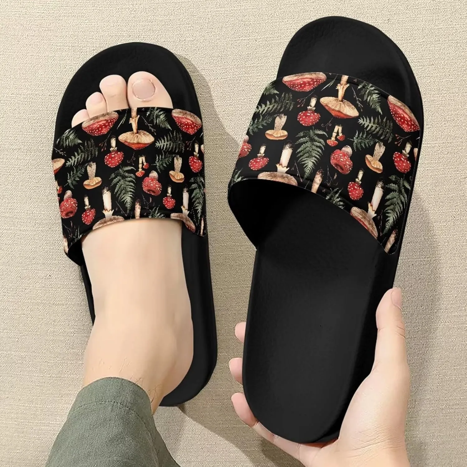 Non Slip Slide Sandals for Women Men, Open Toe House Comfy Flat Slides Slipper for Bathroom Beach