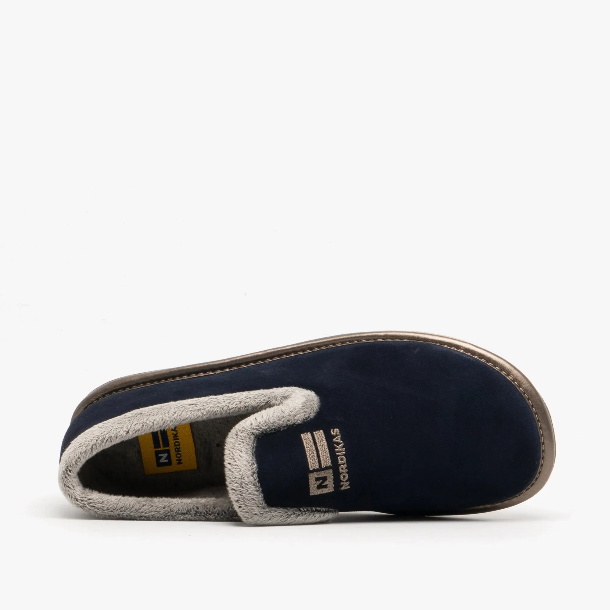 Nordikas 305 (AFELPADO) Womens Suede Full Slippers Marine Blue