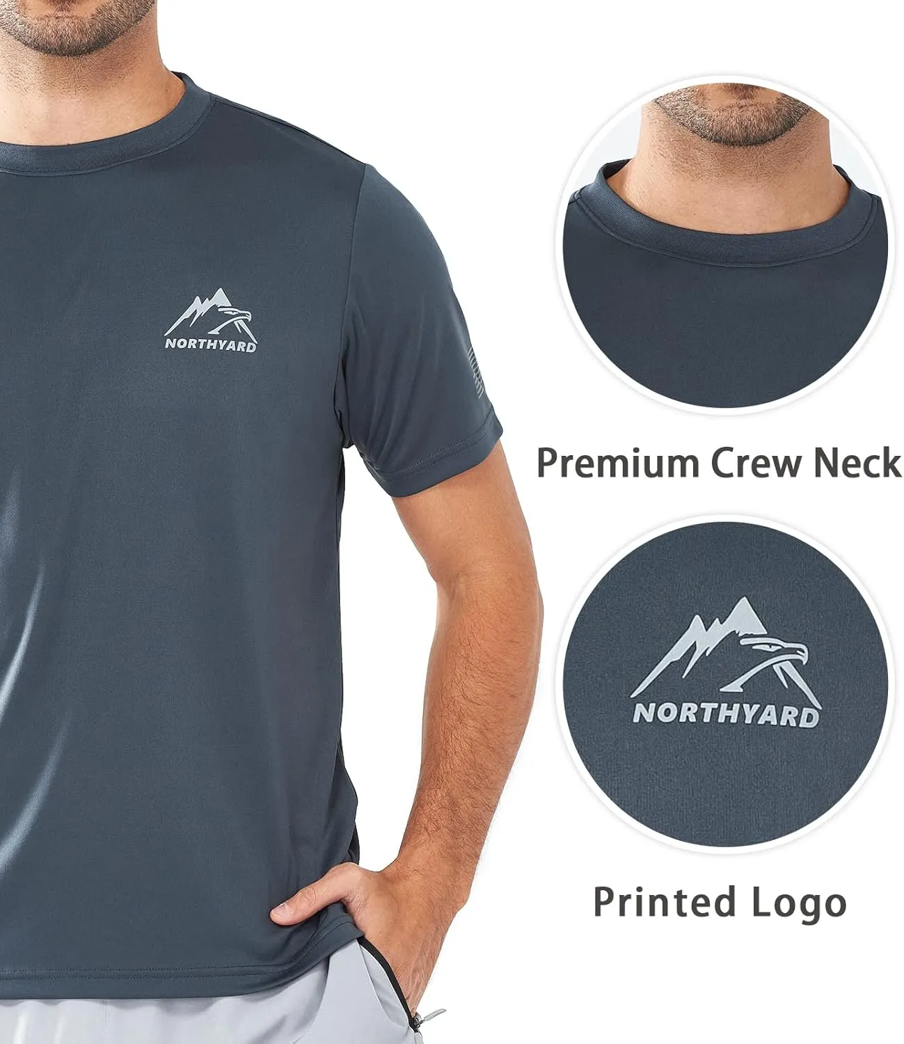 NORTHYARD Men's UPF 50  Sun Protection Shirts Swim SPF UV Quick Dry Short Sleeve T-Shirts for Athletic Fishing Rash Guard