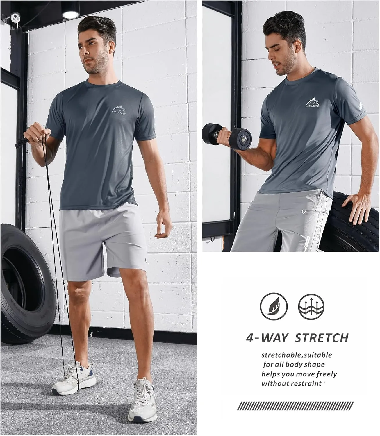 NORTHYARD Men's UPF 50  Sun Protection Shirts Swim SPF UV Quick Dry Short Sleeve T-Shirts for Athletic Fishing Rash Guard