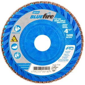 Norton 4-1/2 x 7/8 In. BlueFire Plastic Flat Flap Disc T27 P36 Grit R884P ZA 10 Count