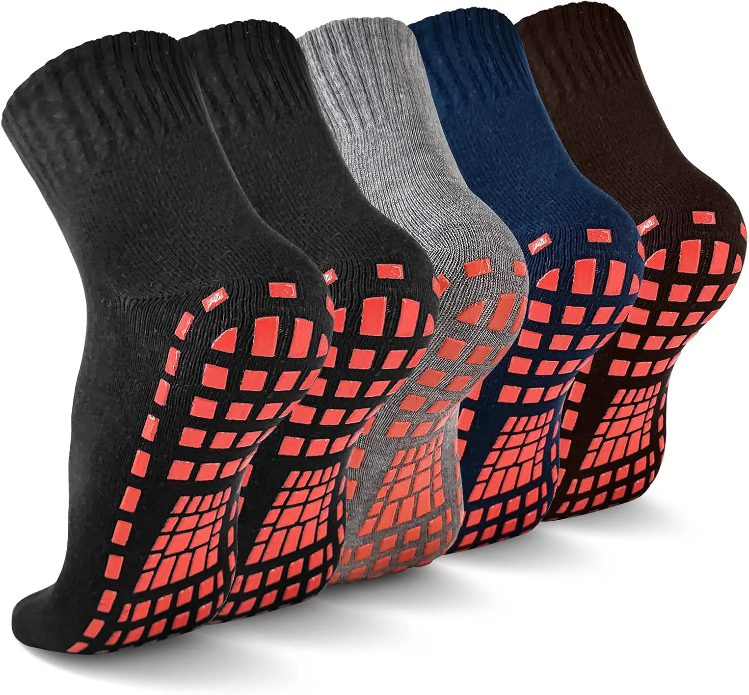 NOVAYARD 5 Pairs Non Slip Socks Non Skid Sticky Grippy Yoga Pilates Hospital Sock Men Women