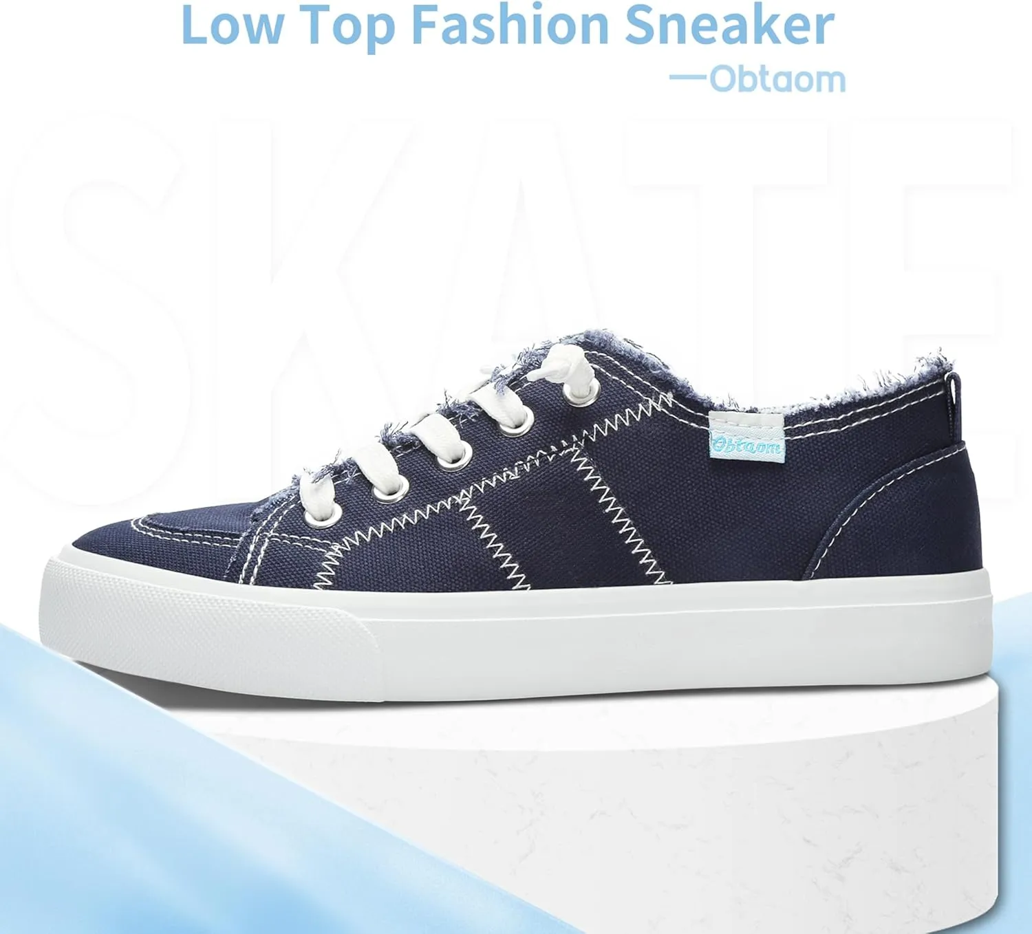Obtaom Women's Play Fashion Sneaker White Color Washed and Leopard Canvas Slip on Shoes