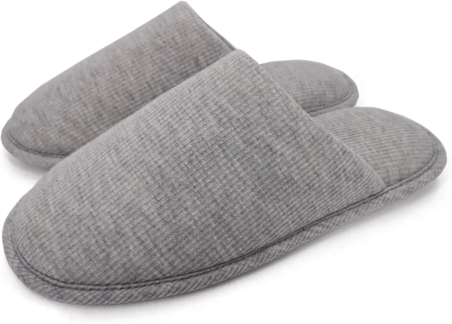 ofoot Mens Indoor Memory Foam Cotton Scuff Slippers Slip On Summer House Shoes Flats Breathable Lightweight Washable Non Skid Rubber Soles
